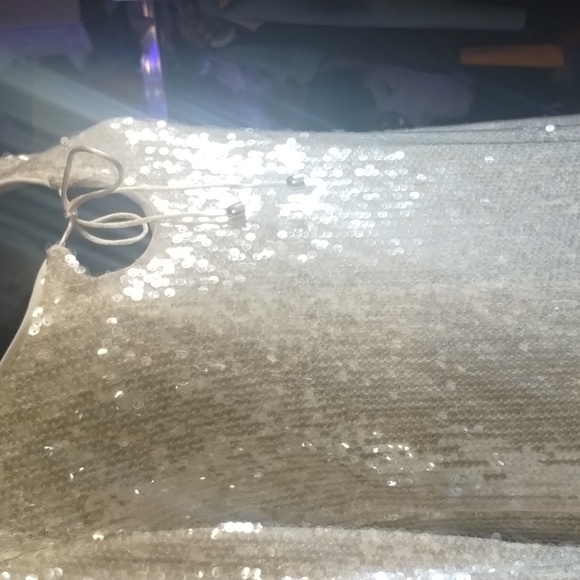 Off White Sequin Long Sleeve Dress - Picture 2 of 4